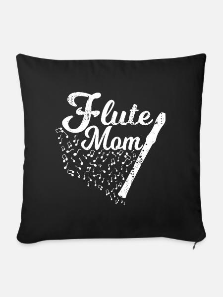 Flötenspieler Mama - Sofakissenbezug 45 x 45 cm - Schwarz