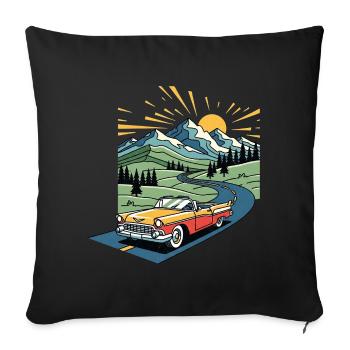 Vieille voiture de la vieille école - Housse de coussin décorative 45 x 45 cm - noir - Devant