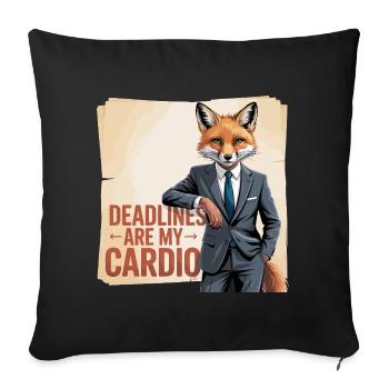 Deadlines Are My Cardio Office Fox - Sofa pillowcase 17,3'' x 17,3'' (45 x 45 cm) - black - Front
