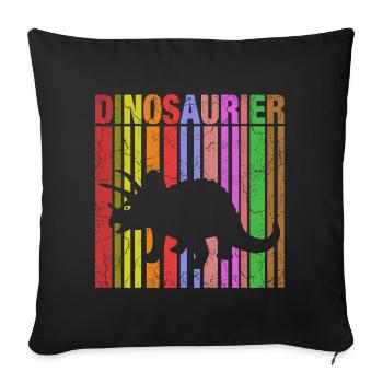 Dinosaur silhouette with color details - Sofa pillowcase 17,3'' x 17,3'' (45 x 45 cm) - black - Front