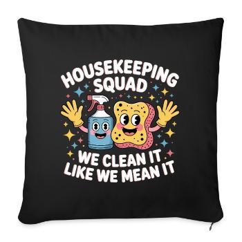 Funny Cleaning Design - Sofa pillowcase 17,3'' x 17,3'' (45 x 45 cm) - black - Front