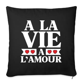 La Vie et L'Amour Coeurs Rouges - Housse de coussin décorative 45 x 45 cm - noir - Devant