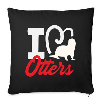 I Heart Otters Sea Otter Cartoon - Sofa pillowcase 17,3'' x 17,3'' (45 x 45 cm) - black - Front