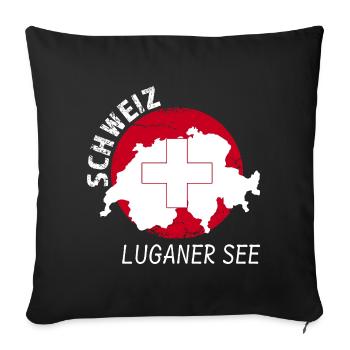 Luganer See - Sofakissenbezug 45 x 45 cm - Schwarz - Vorne