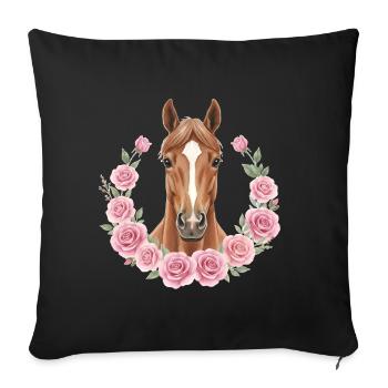 brown horse - Sofa pillowcase 17,3'' x 17,3'' (45 x 45 cm) - black - Front