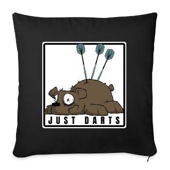 Drôle de fléchettes motif comique. JUSTE DES FLÉCHETTES - Housse de coussin décorative 45 x 45 cm - noir - Devant