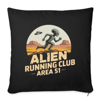 Funny Area 51 Alien UFO Running Runner - Sofa pillowcase 17,3'' x 17,3'' (45 x 45 cm) - black - Front