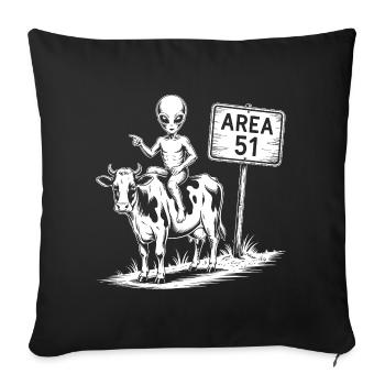 Funny Area 51 Alien UFO Riding Cow - Sofa pillowcase 17,3'' x 17,3'' (45 x 45 cm) - black - Front