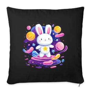Cosmic Rabbit Star Flight - Sofa pillowcase 17,3'' x 17,3'' (45 x 45 cm) - black - Front
