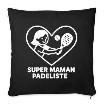 Super Padelist Mom – Cœur padel - Sofa pillowcase 17,3'' x 17,3'' (45 x 45 cm) - black - Front