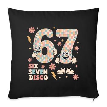 Lustige Disco Ball Retro Party Geschenk Six Seven - Sofakissenbezug 45 x 45 cm - Schwarz - Vorne