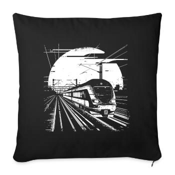 Dessin ferroviaire - Housse de coussin décorative 45 x 45 cm - noir - Devant