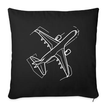 Dessin d’avion - Housse de coussin décorative 45 x 45 cm - noir - Devant