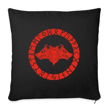 Red Viking Wolf with Two Heads - Sofa pillowcase 17,3'' x 17,3'' (45 x 45 cm) - black - Front