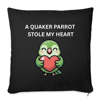 Perroquet quaker a volé mon cœur - Perruche moine mignonne - Housse de coussin décorative 45 x 45 cm - noir - Devant