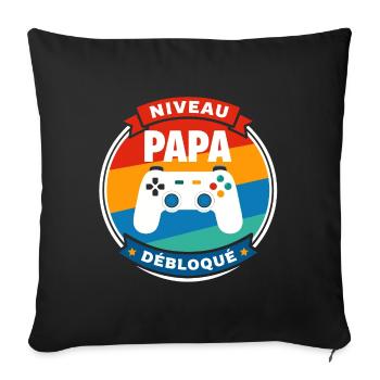 Papa-Level Entsperrtes Abzeichen - Sofakissenbezug 45 x 45 cm - Schwarz - Vorne