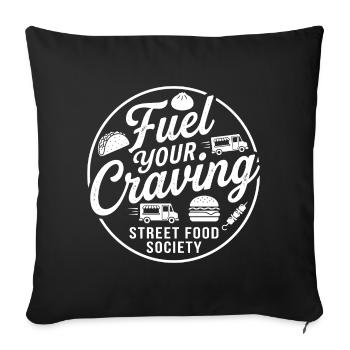 Fuel Your Craving Street Food Circle - Sofa pillowcase 17,3'' x 17,3'' (45 x 45 cm) - black - Front