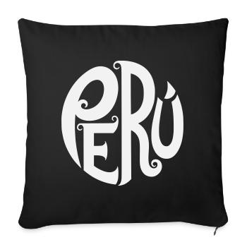 Peru - Ornate Typography - Sofa pillowcase 17,3'' x 17,3'' (45 x 45 cm) - black - Front