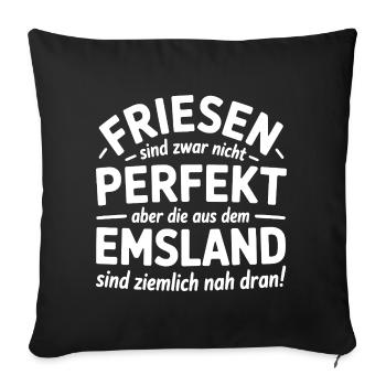 Friesen Emsland Friesland Sprüche Geschenk - Sofakissenbezug 45 x 45 cm - Schwarz - Vorne