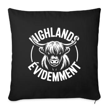 Highland-Kuh-Logo - Sofakissenbezug 45 x 45 cm - Schwarz - Vorne