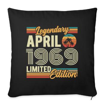 April 1969 57th Anniversary Gift - April 1969 - Sofa pillowcase 17,3'' x 17,3'' (45 x 45 cm) - black - Front