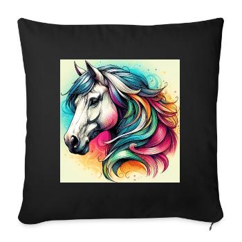 horse - Sofa pillowcase 17,3'' x 17,3'' (45 x 45 cm) - black - Front