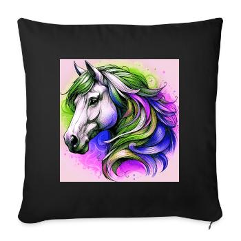 horse - Sofa pillowcase 17,3'' x 17,3'' (45 x 45 cm) - black - Front