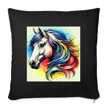 horse - Sofa pillowcase 17,3'' x 17,3'' (45 x 45 cm) - black - Front