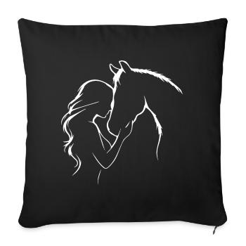 Cavalière Horse Girl Love Love Riding - Housse de coussin décorative 45 x 45 cm - noir - Devant