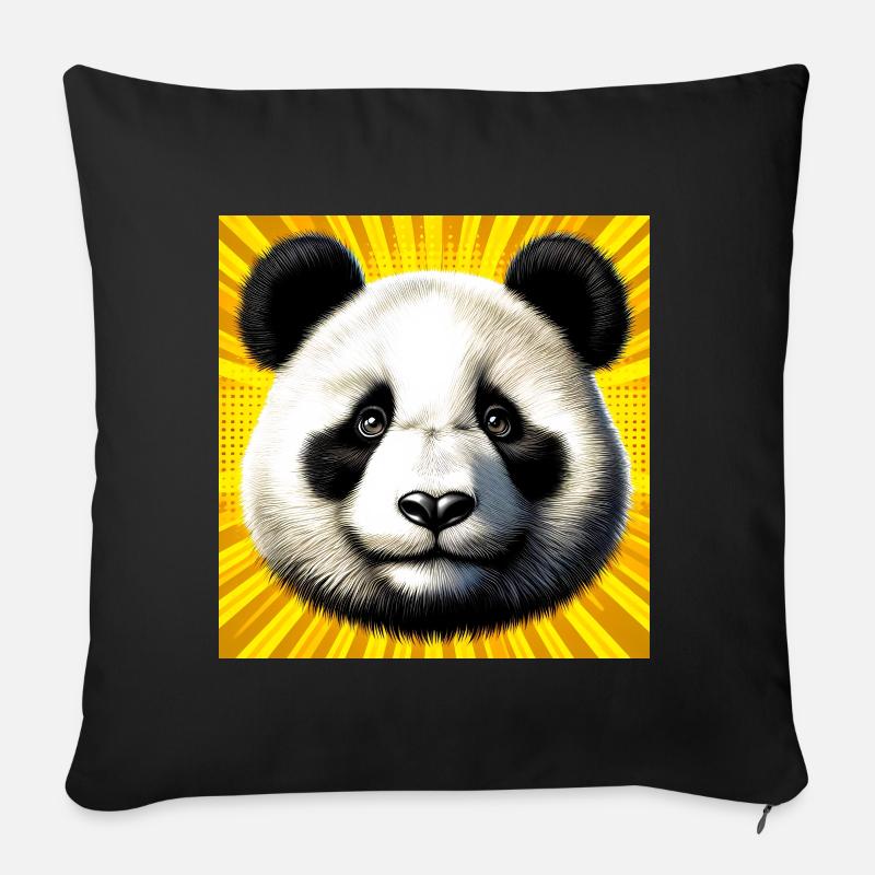 panda - Housse de coussin décorative 45 x 45 cm - noir