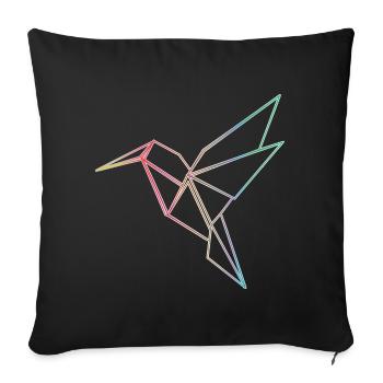 Geometric Hummingbird Lines Design - Sofa pillowcase 17,3'' x 17,3'' (45 x 45 cm) - black - Front