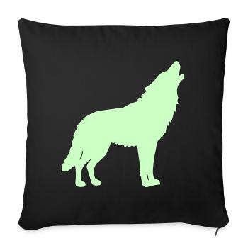 Silhouette de loup vert néon - Housse de coussin décorative 45 x 45 cm - noir - Devant