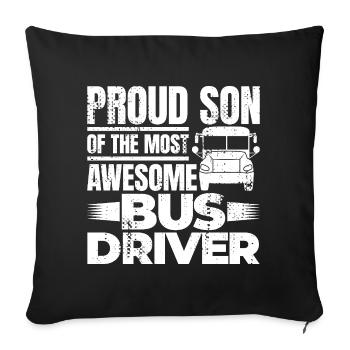 Fils fier d’un grand chauffeur de bus - Housse de coussin décorative 45 x 45 cm - noir - Devant