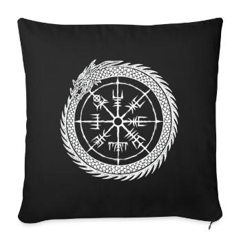 Vegvisir Midgard Serpent - Boussole viking - Housse de coussin décorative 45 x 45 cm - noir - Devant