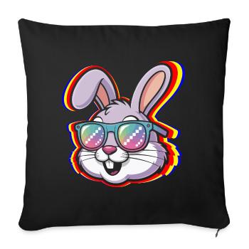 Joyeuse Pâques, douce chasse aux œufs du lapin, œufs de Pâques - Housse de coussin décorative 45 x 45 cm - noir - Devant