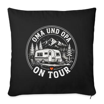Camping Oma und Opa On Tour Shirt - Sofakissenbezug 45 x 45 cm - Schwarz - Vorne