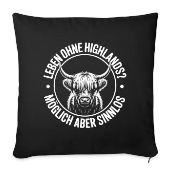 Highland Cow / Highland Rind – Ich liebe Highlands - Sofakissenbezug 45 x 45 cm - Schwarz - Vorne