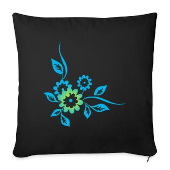 Blue flowers - Sofa pillowcase 17,3'' x 17,3'' (45 x 45 cm) - black - Front