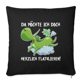 Flatulierendes Einhorn – Lustiger Spruch - Sofakissenbezug 45 x 45 cm - Schwarz - Vorne