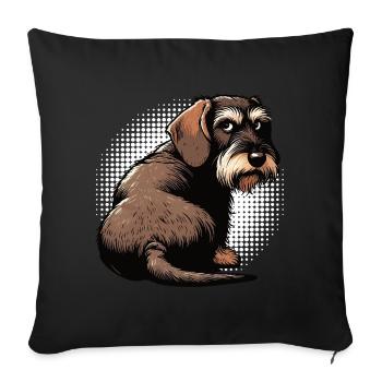 teckel teckel à poils durs propriétaire de teckel teckel - Housse de coussin décorative 45 x 45 cm - noir - Devant