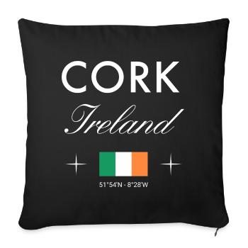 Cork Ireland Coordinates Travel Souvenir - Sofa pillowcase 17,3'' x 17,3'' (45 x 45 cm) - black - Front