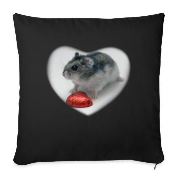 Hamster heart - Sofa pillowcase 17,3'' x 17,3'' (45 x 45 cm) - black - Front
