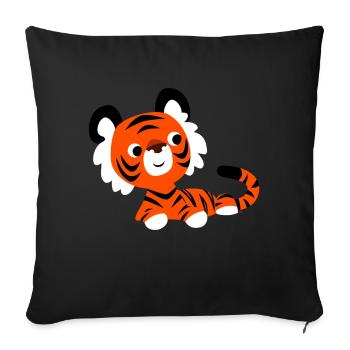 Cute Serene Cartoon Tiger By Cheerful Madness!! - Sofa pillowcase 17,3'' x 17,3'' (45 x 45 cm) - black - Front