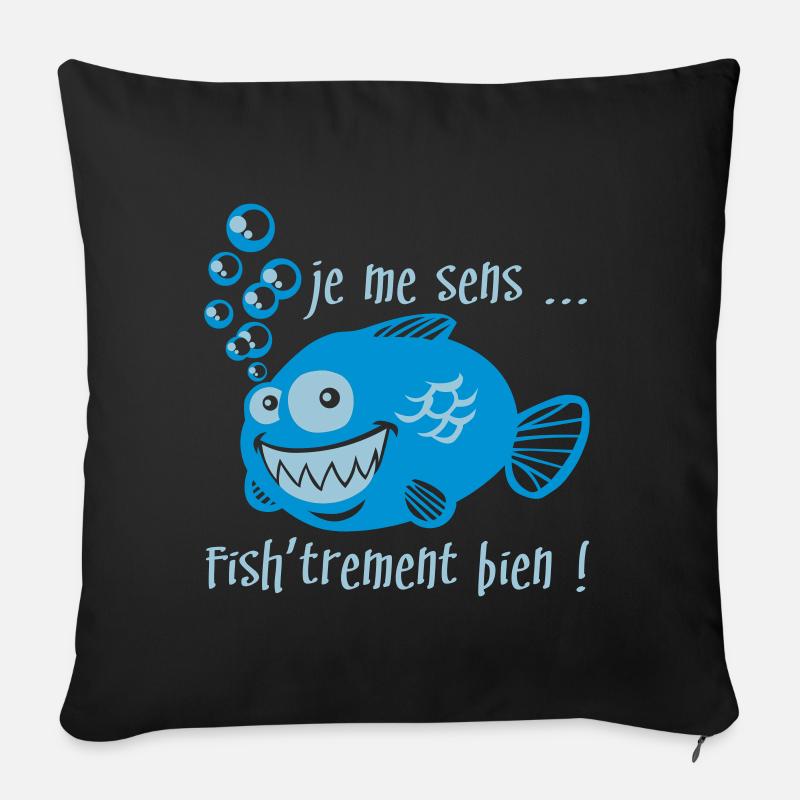 wie ein Fisch im Wasser - Sofakissenbezug 45 x 45 cm - Schwarz