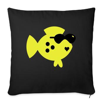poissons aveugles / blind fish (2c) - Housse de coussin décorative 45 x 45 cm - noir - Devant