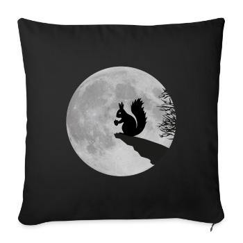 Nuit de pleine lune lune écureuils Acorn - Housse de coussin décorative 45 x 45 cm - noir - Devant