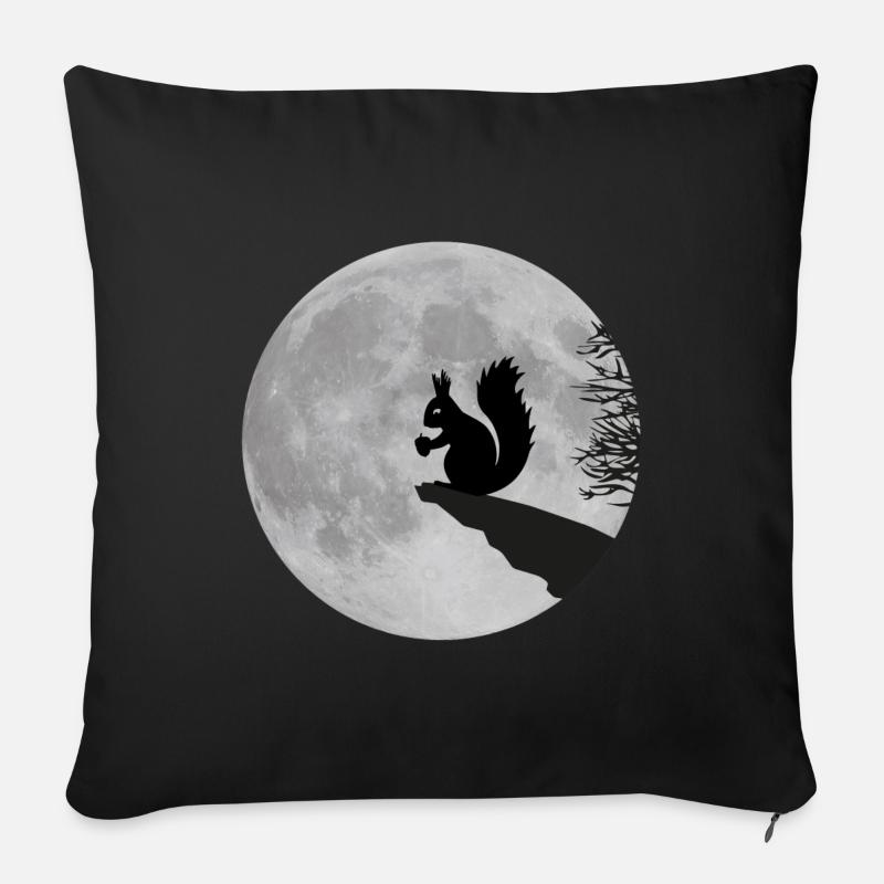 Mond Eichhörnchen Vollmond Nacht Eichel - Sofakissenbezug 45 x 45 cm - Schwarz