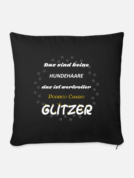 Podenco Canario Glitzer wA9W - Sofakissenbezug 45 x 45 cm - Schwarz
