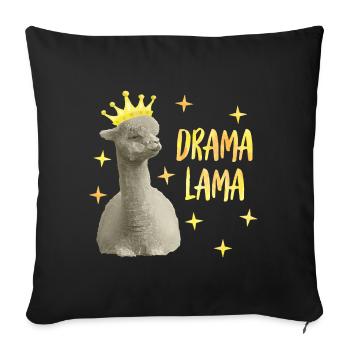 Drama Lama gelb - Sofakissenbezug 45 x 45 cm - Schwarz - Vorne