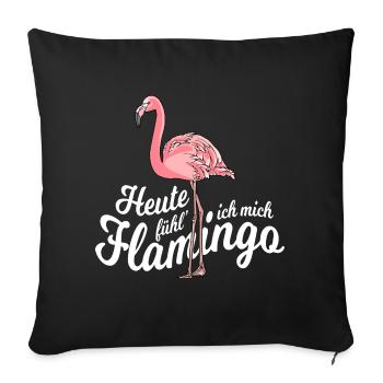 Heute fühl ich mich Flamingo (weiss) - Sofakissenbezug 45 x 45 cm - Schwarz - Vorne